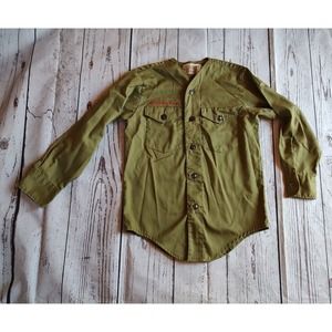 BSA Jersey Boy Scouts Long Sleeve Shirt 70s Vtg Camp Olive Green 11